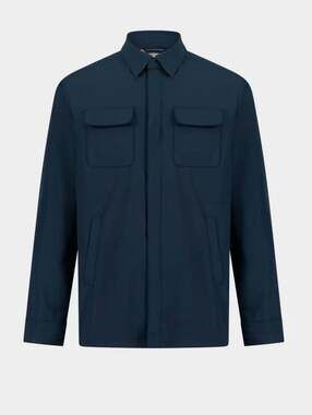 MANDELLI Technical Fabric Overshirt Blue Wind Resistant Shirt Jacket EU 48 US 36